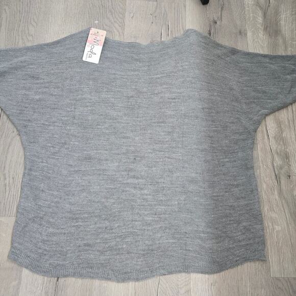 Moda Women’s Gray Sweater M Made in Italy Oversized Knit Dolman Sleeve Tunic - Picture 4 of 7